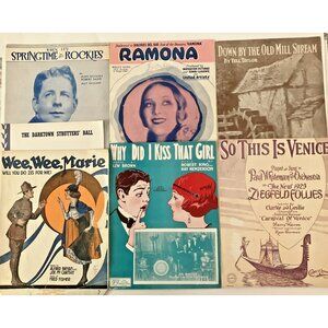 1910s 20s Vintage Sheet Music Lot Ramona, Old Mill Stream, Strutters Ball, jk27